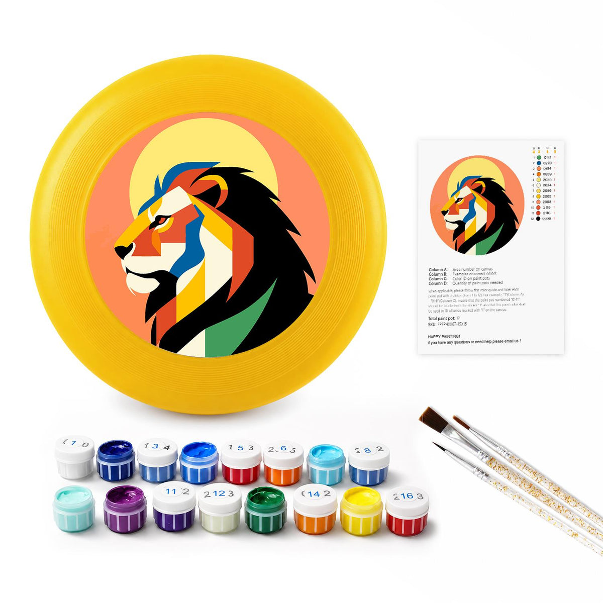 Sunset Geometric Lion (Paint by Numbers Flying Disc)