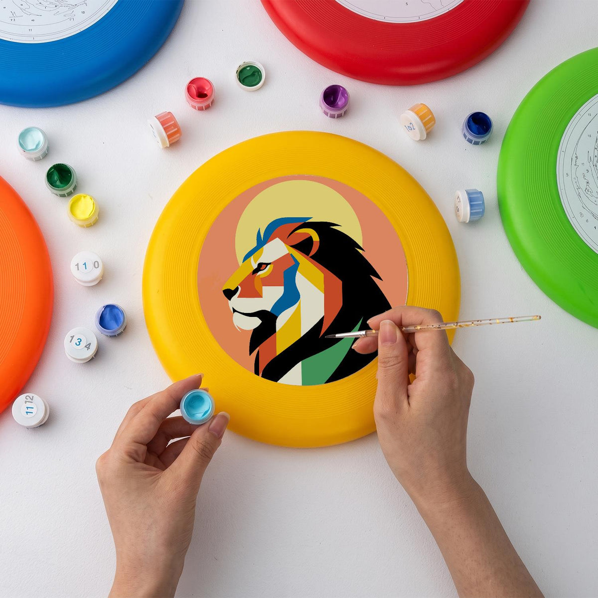 Sunset Geometric Lion (Paint by Numbers Flying Disc)