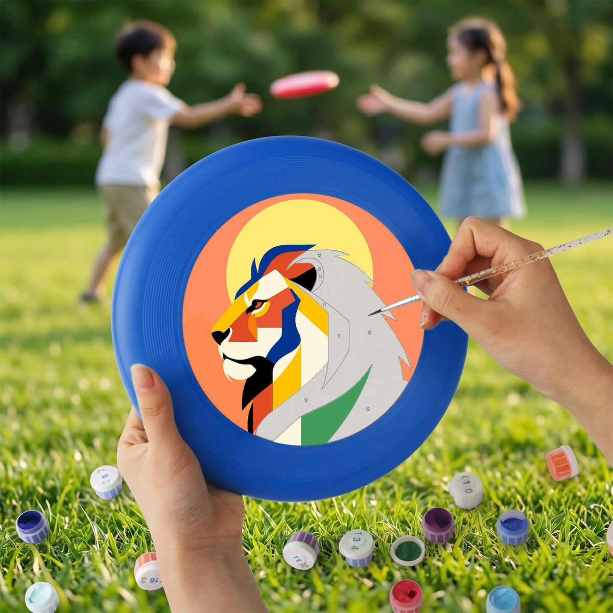 Sunset Geometric Lion (Paint by Numbers Flying Disc)