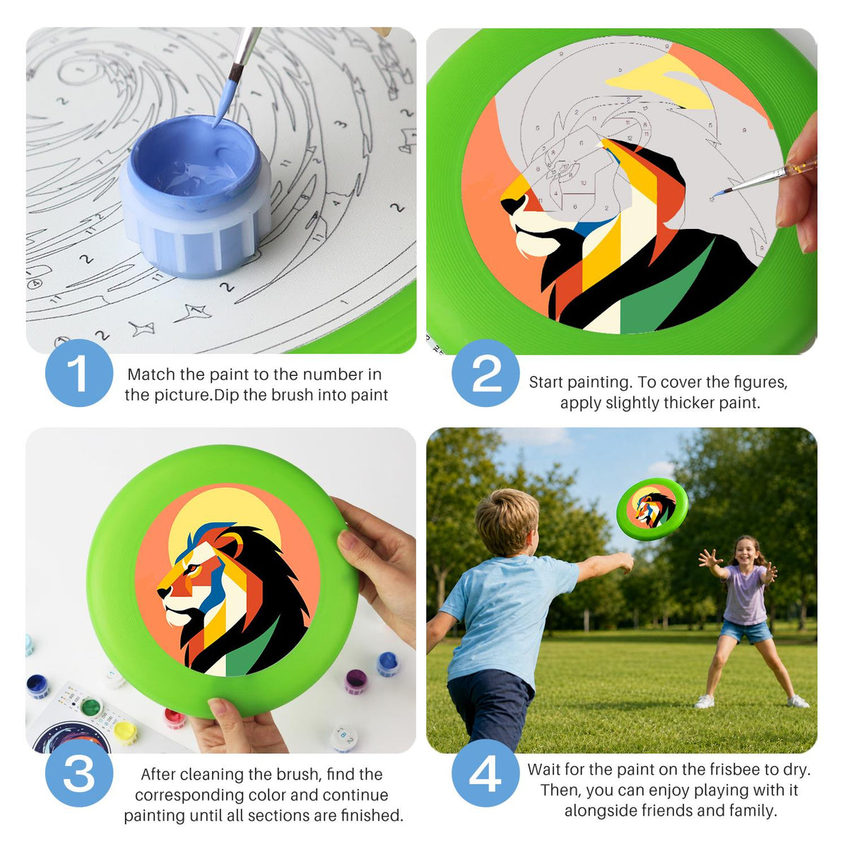 Sunset Geometric Lion (Paint by Numbers Flying Disc)