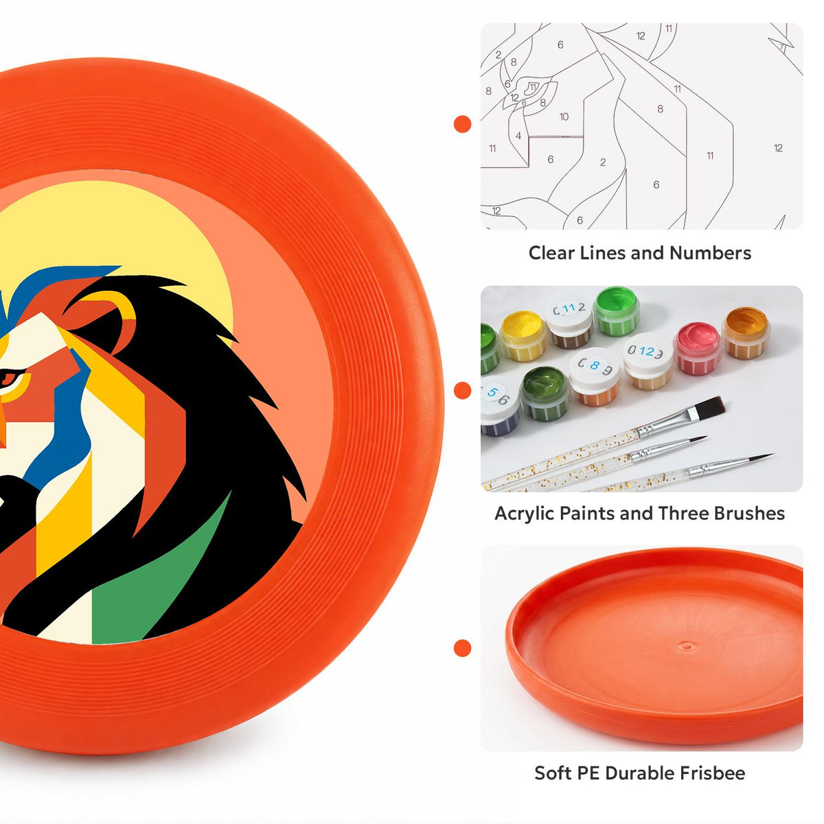 Sunset Geometric Lion (Paint by Numbers Flying Disc)