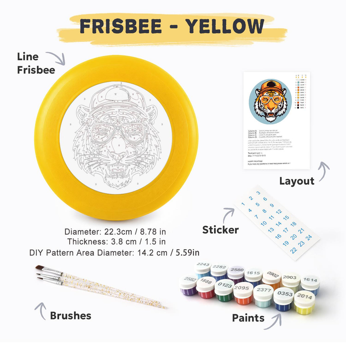 Tiger in a Hat (Paint by Numbers Flying Disc)