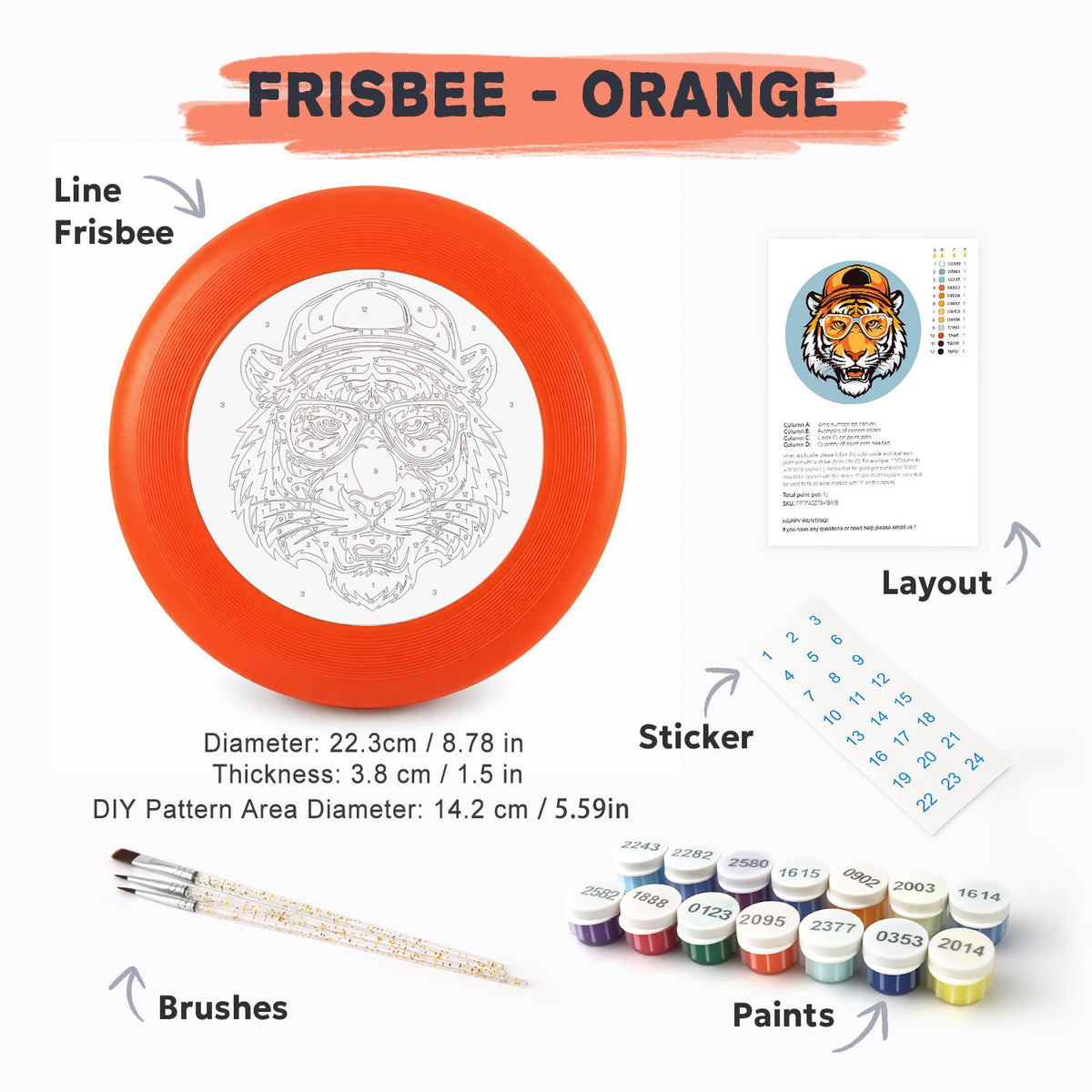 Tiger in a Hat (Paint by Numbers Flying Disc)