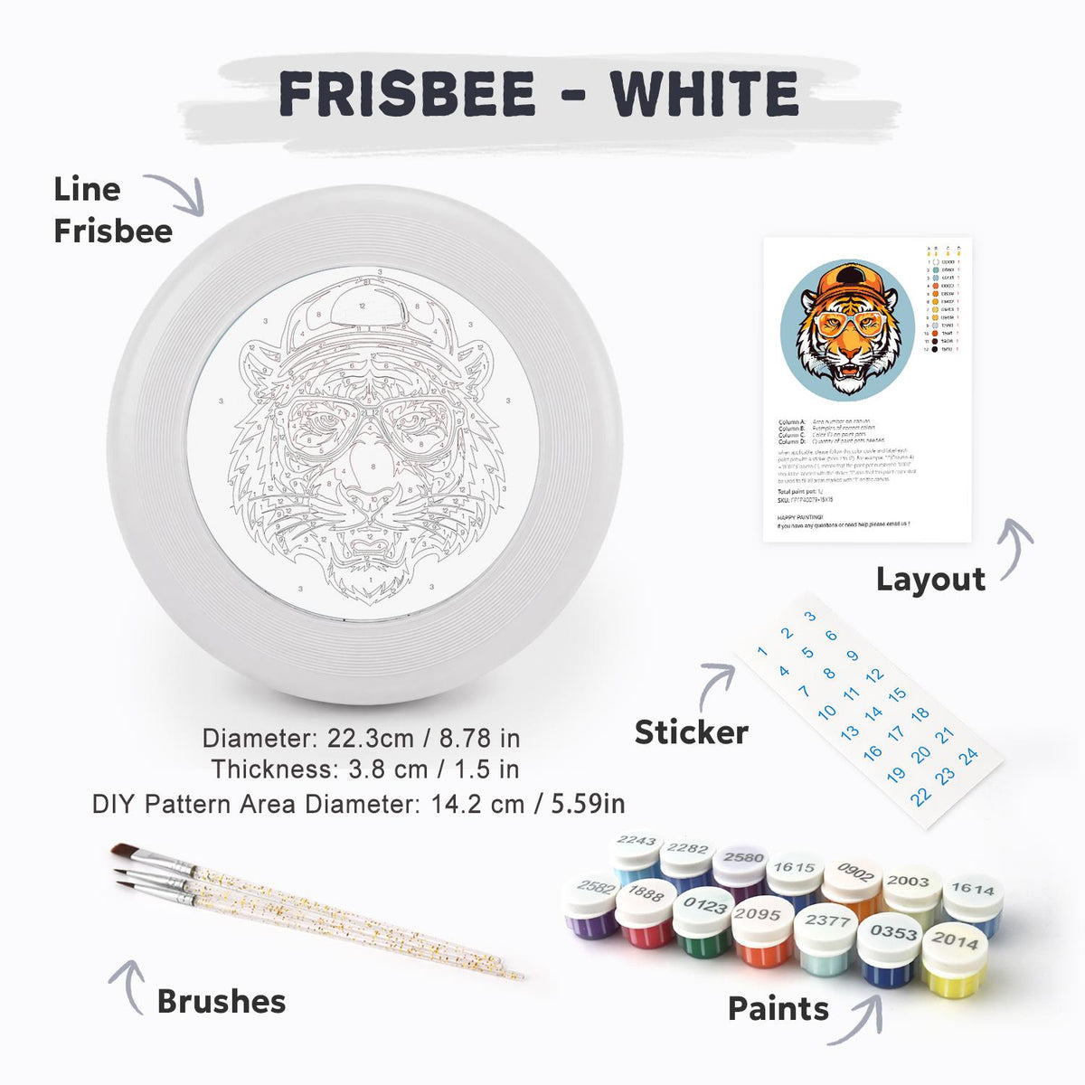 Tiger in a Hat (Paint by Numbers Flying Disc)