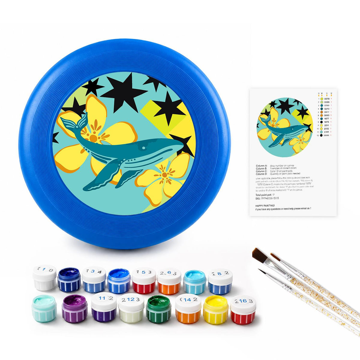Whale and Yellow Flowers (Paint by Numbers Flying Disc)