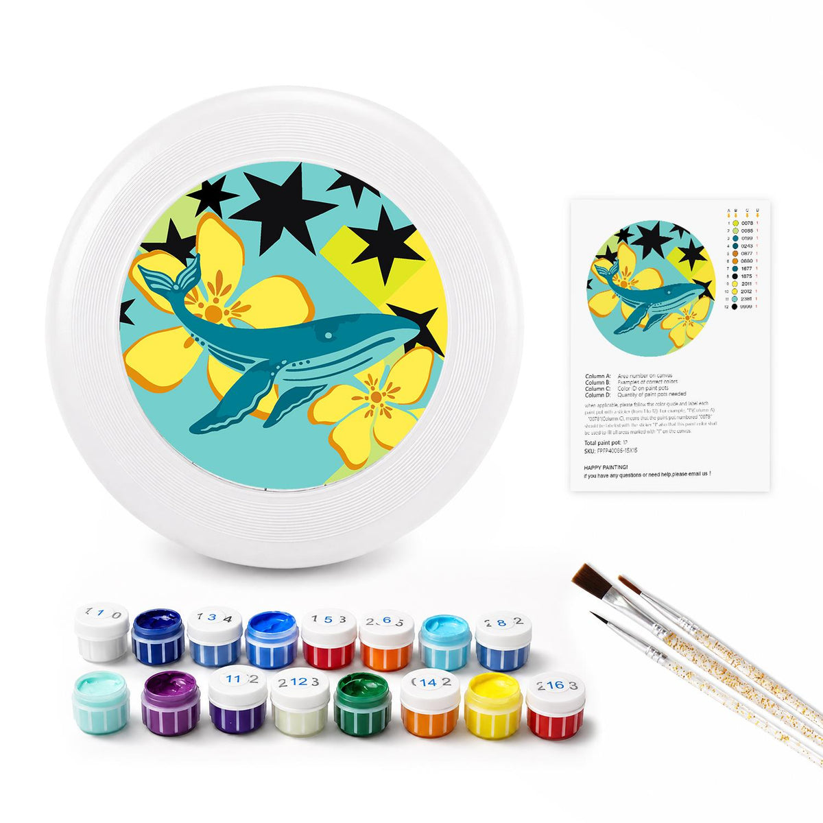 Whale and Yellow Flowers (Paint by Numbers Flying Disc)