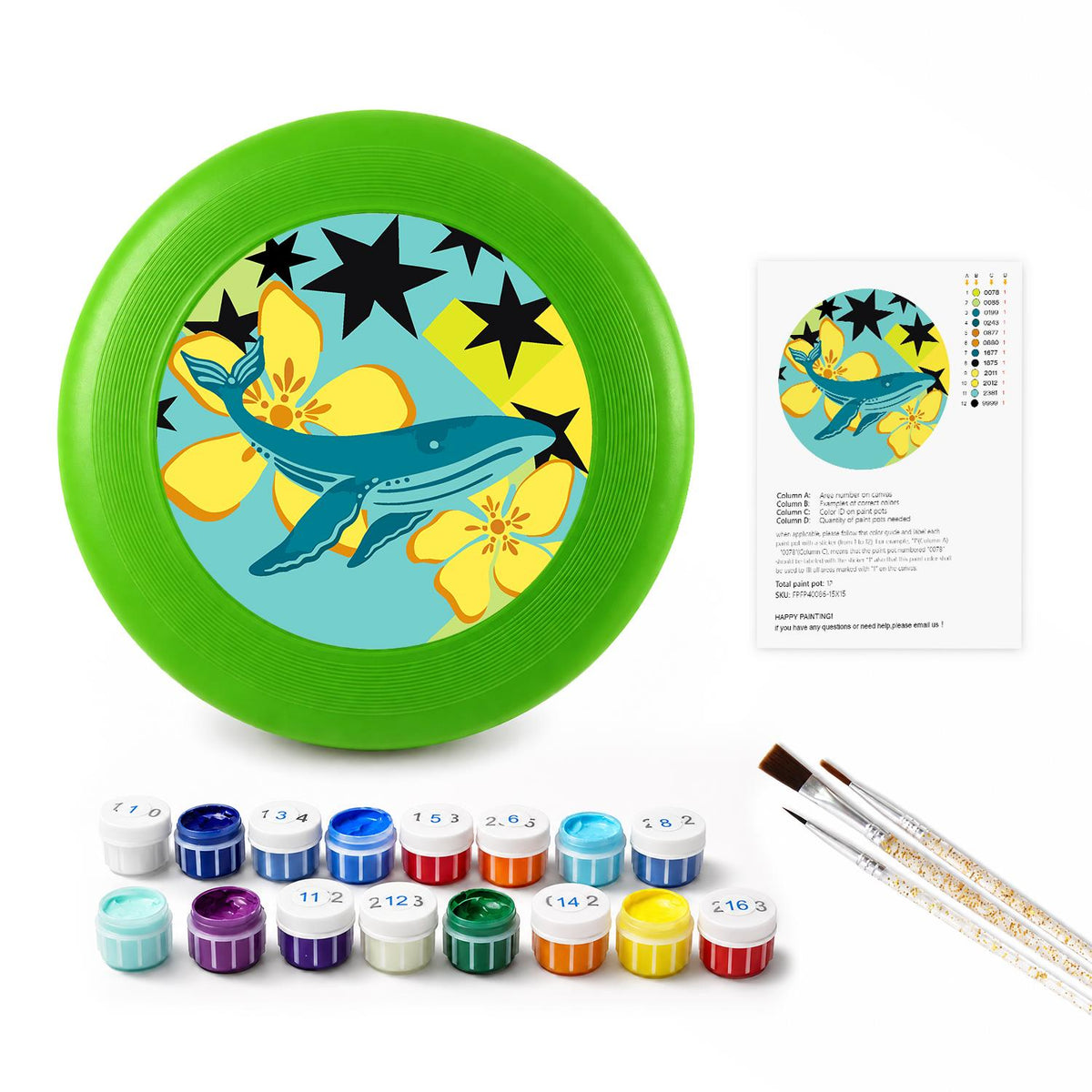Whale and Yellow Flowers (Paint by Numbers Flying Disc)