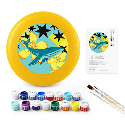 Whale and Yellow Flowers (Paint by Numbers Flying Disc)