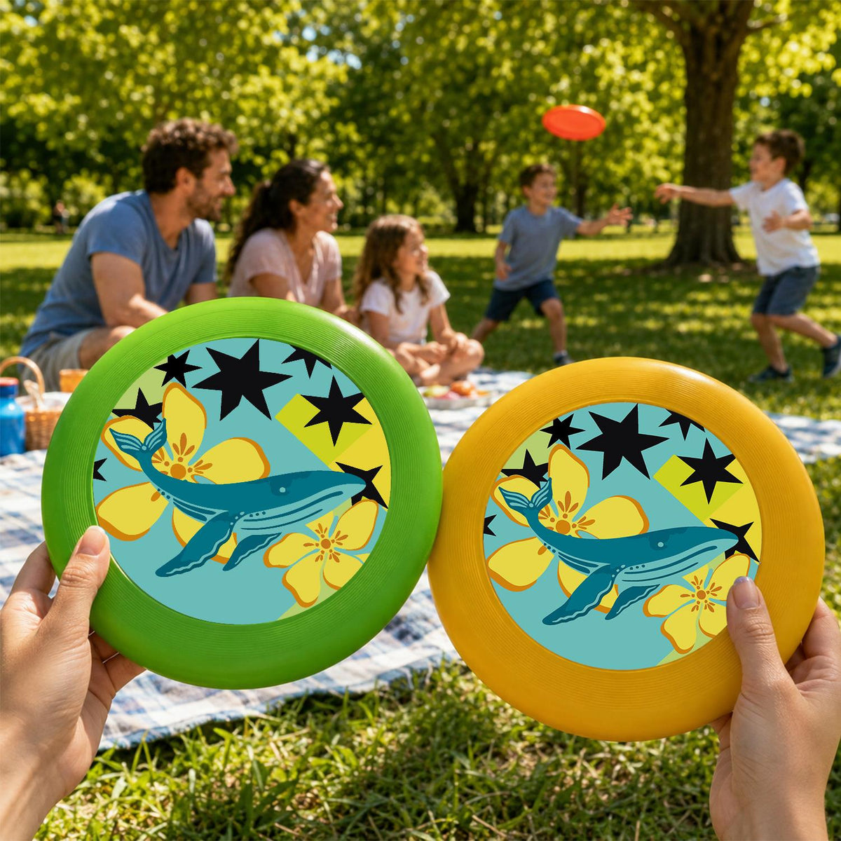 Whale and Yellow Flowers (Paint by Numbers Flying Disc)