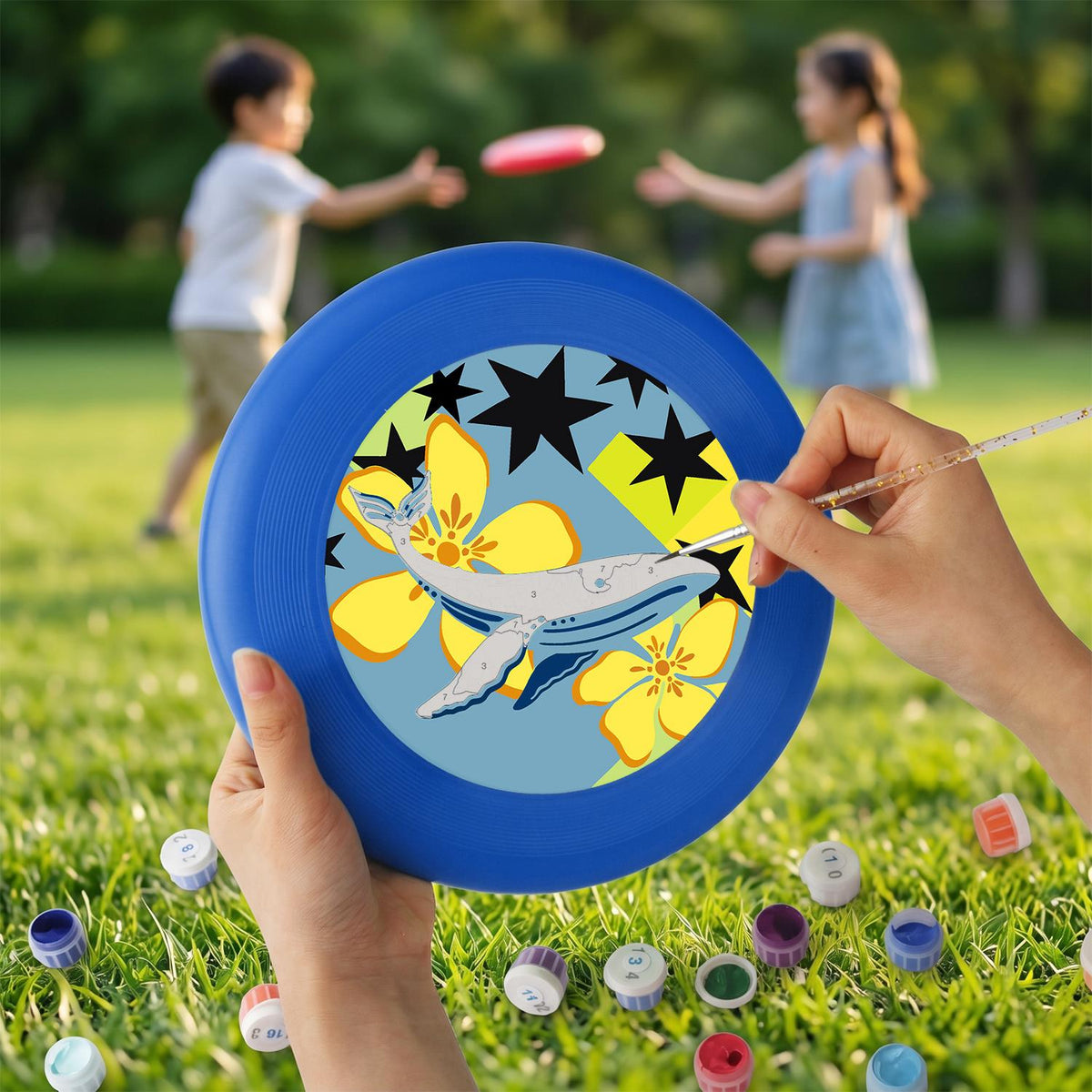 Whale and Yellow Flowers (Paint by Numbers Flying Disc)