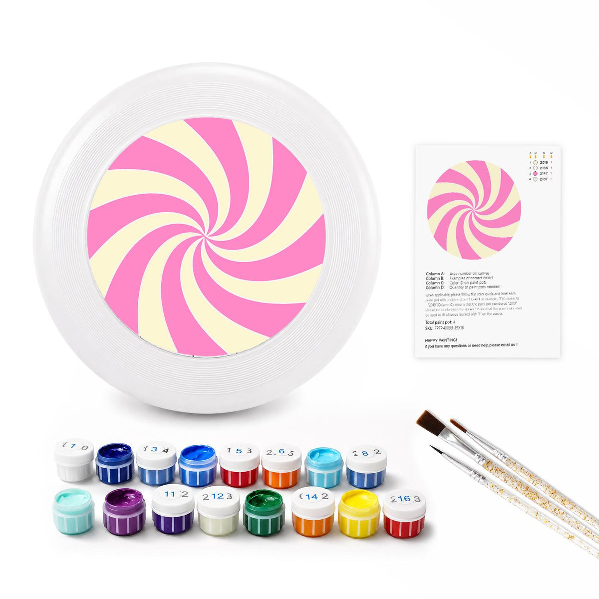 Pink Candy Spiral (Paint by Numbers Flying Disc)