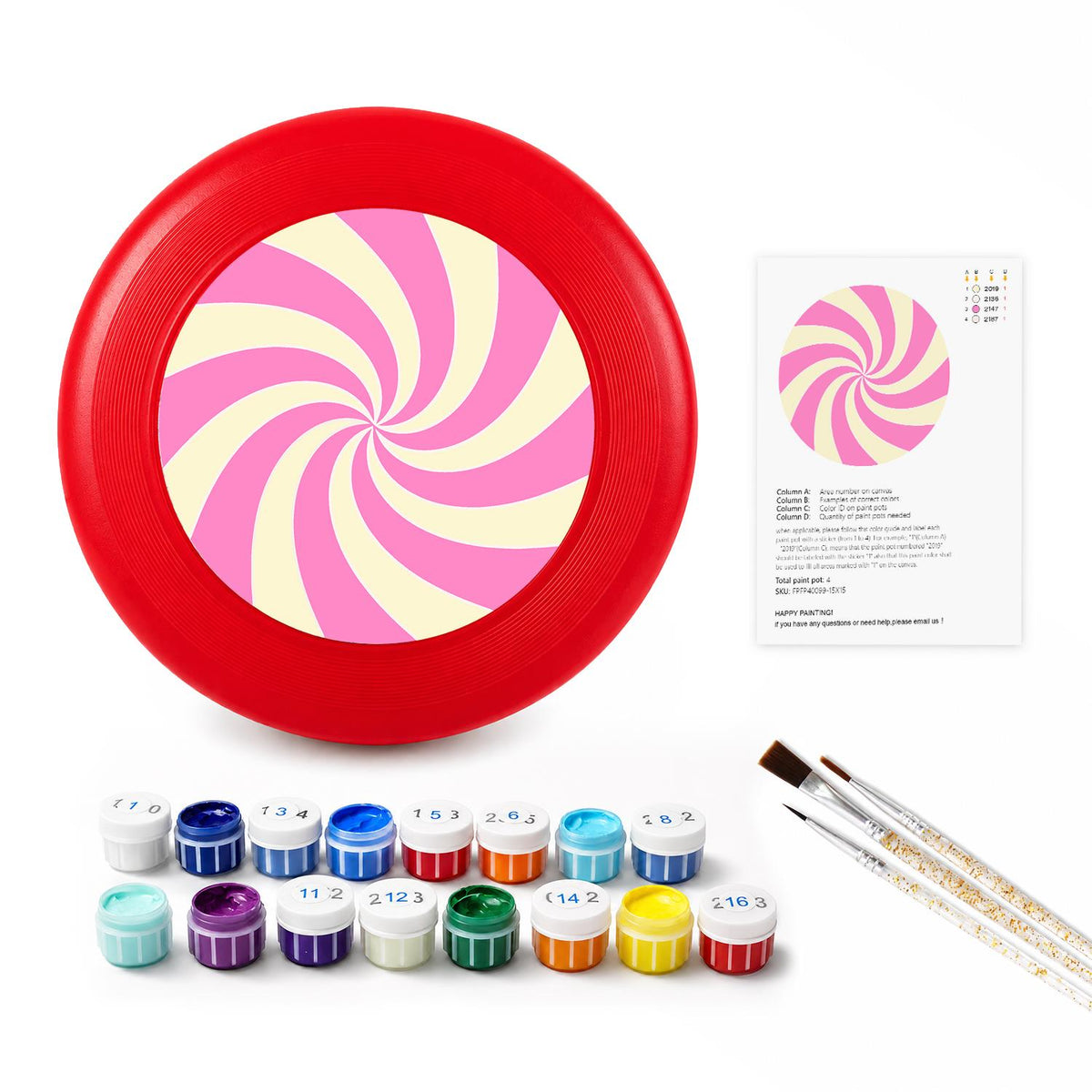 Pink Candy Spiral (Paint by Numbers Flying Disc)