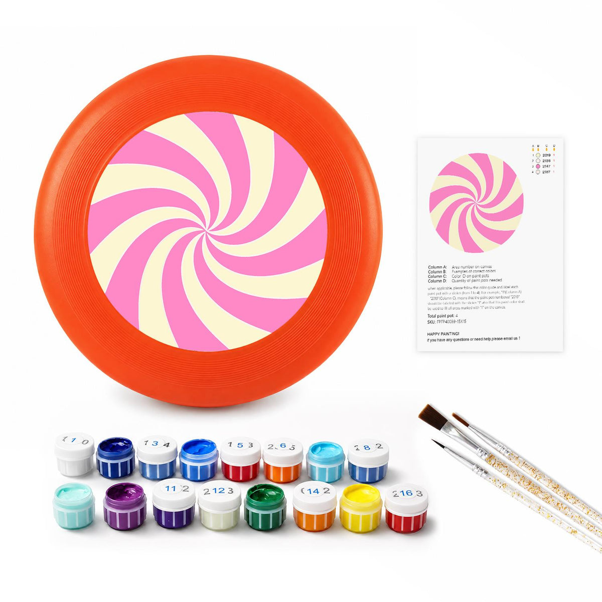 Pink Candy Spiral (Paint by Numbers Flying Disc)