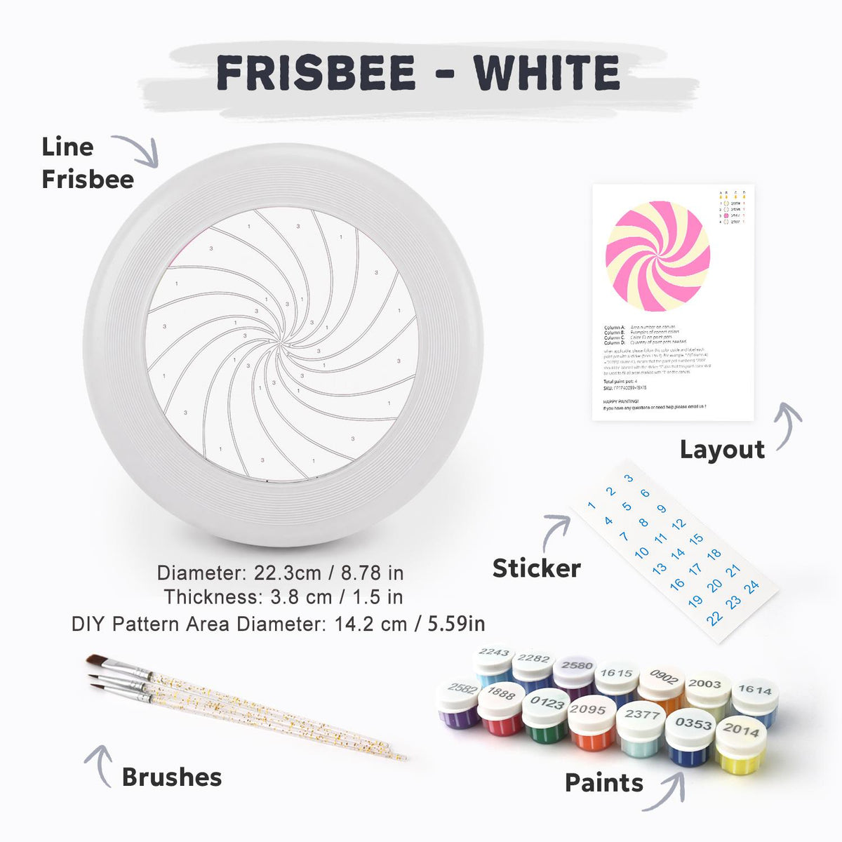 Pink Candy Spiral (Paint by Numbers Flying Disc)