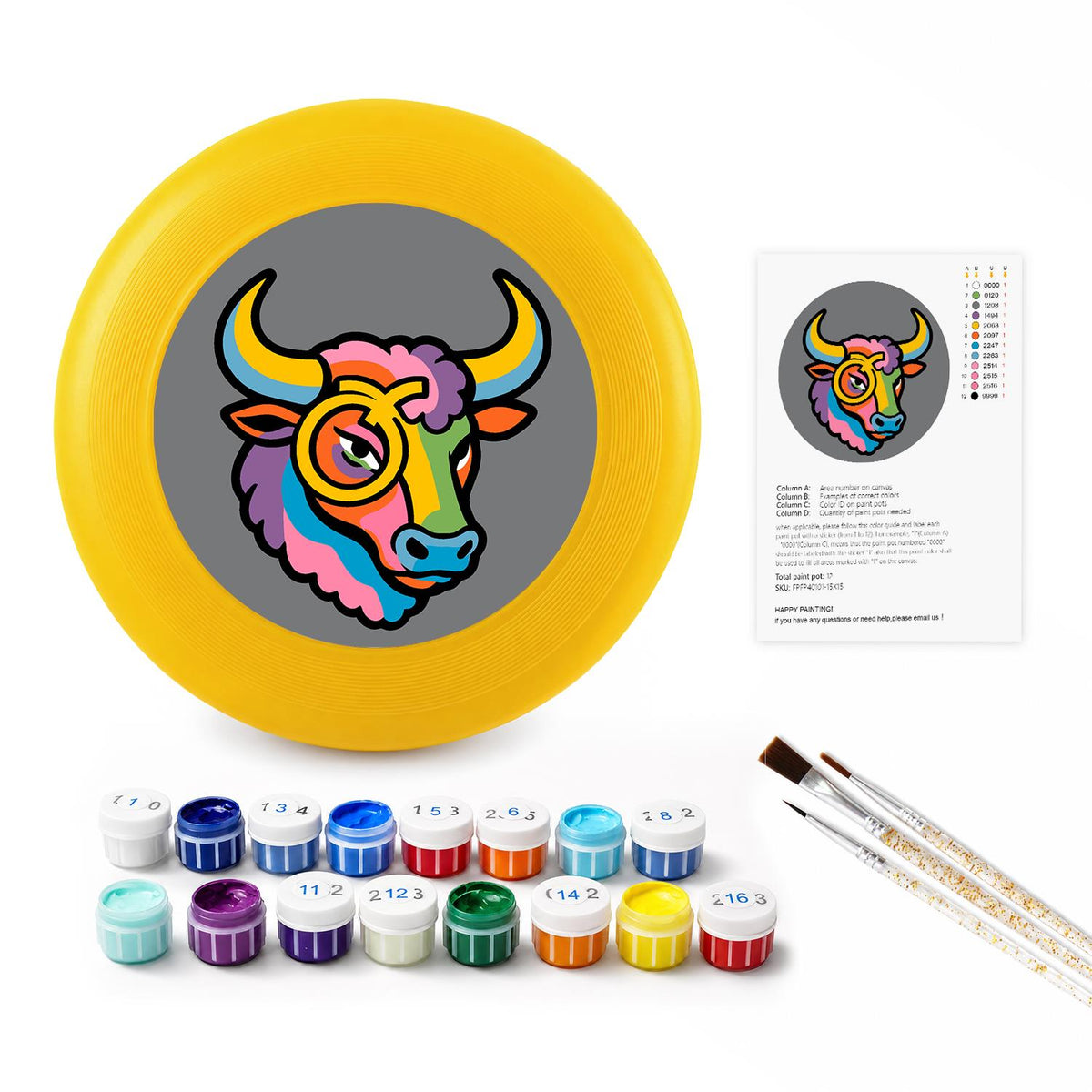 Colourful Bull (Paint by Numbers Flying Disc)