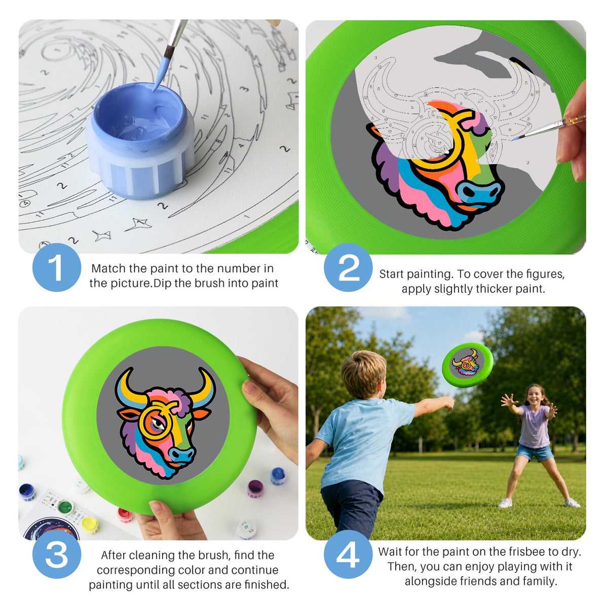 Colourful Bull (Paint by Numbers Flying Disc)