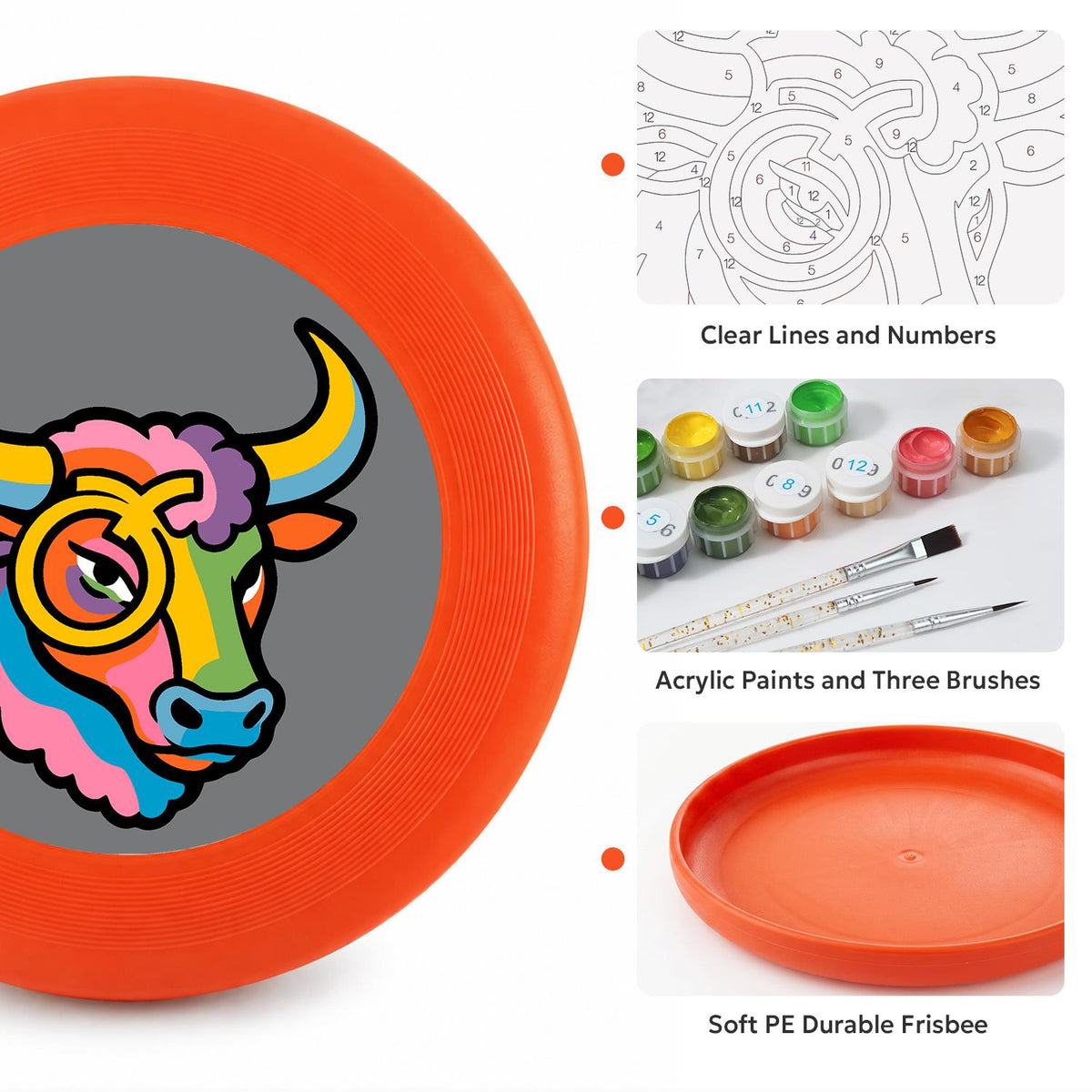 Colourful Bull (Paint by Numbers Flying Disc)