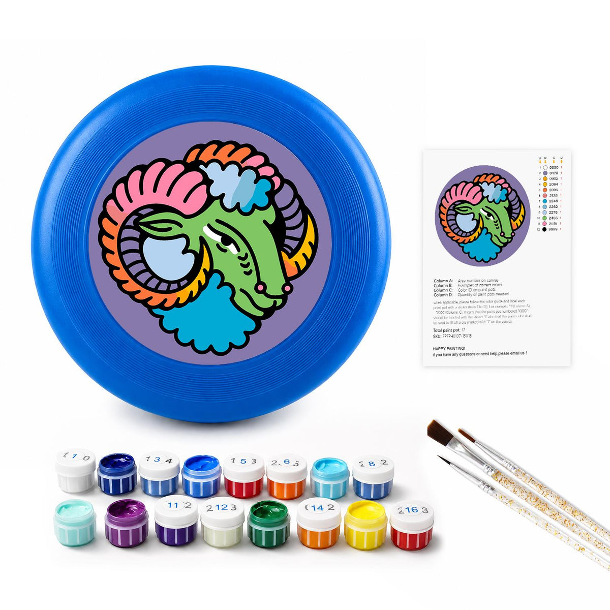 Pastel Curled Ram (Paint by Numbers Flying Disc)