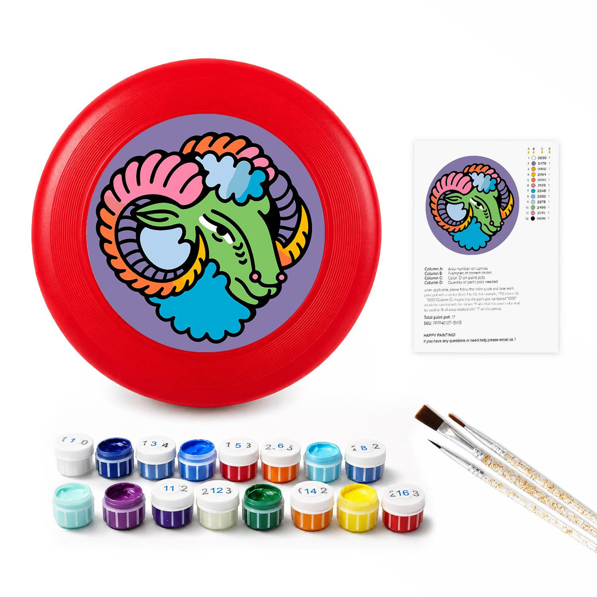 Pastel Curled Ram (Paint by Numbers Flying Disc)