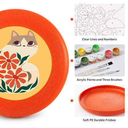 Cat and Red Flowers (Paint by Numbers Flying Disc)