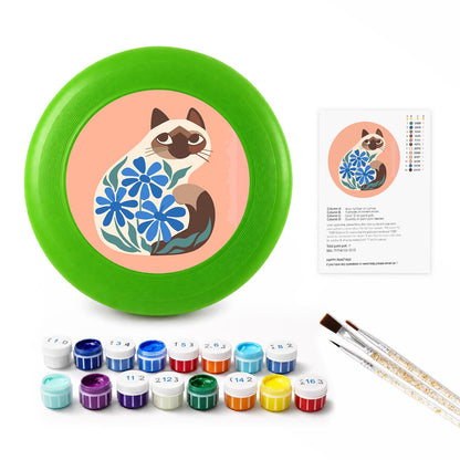 Cat and Blue Flowers (Paint by Numbers Flying Disc)