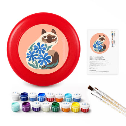 Cat and Blue Flowers (Paint by Numbers Flying Disc)