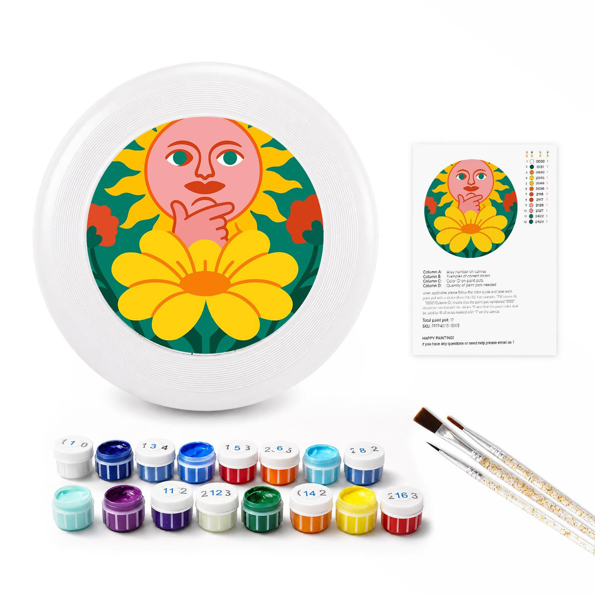 Orange Flower Face (Paint by Numbers Flying Disc)