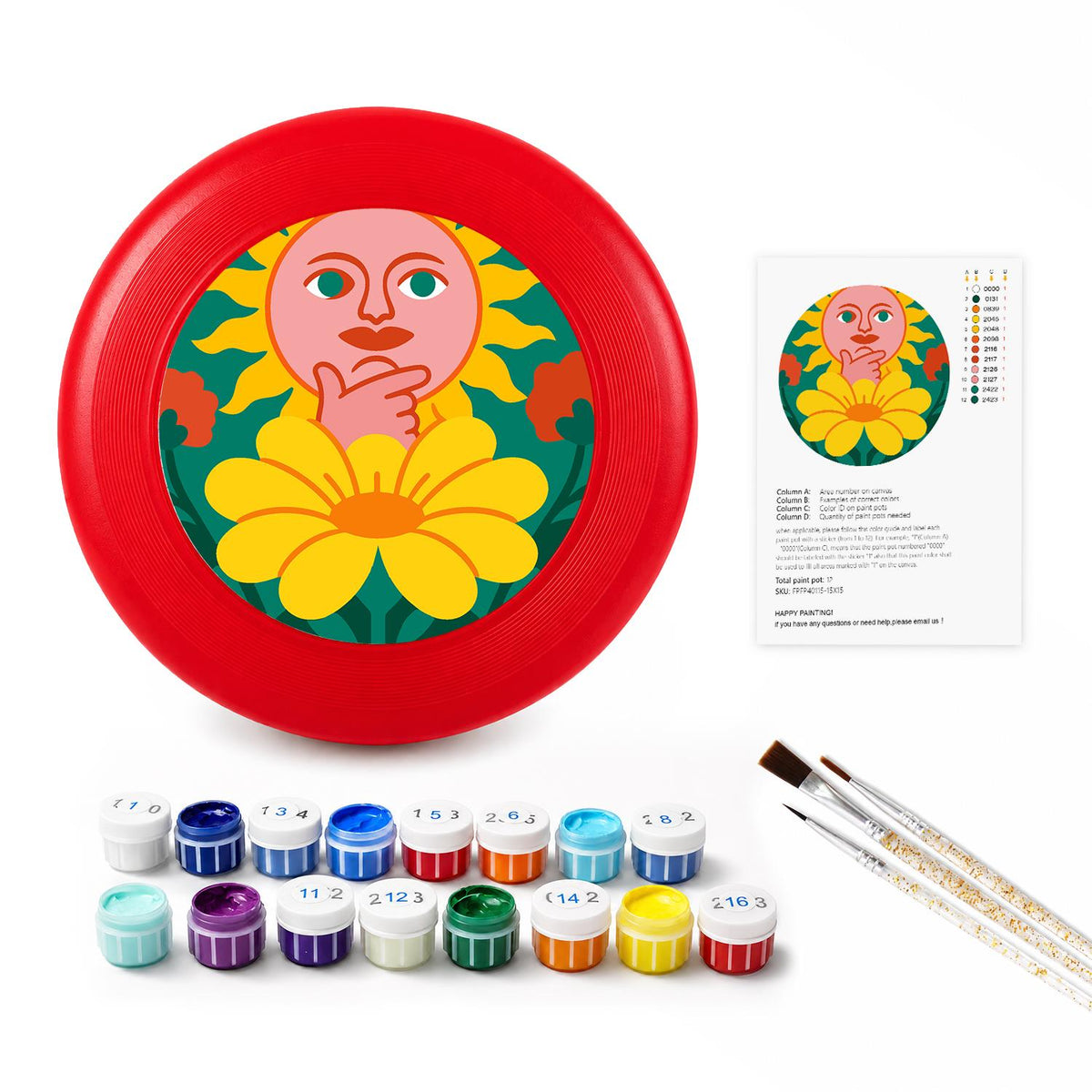 Orange Flower Face (Paint by Numbers Flying Disc)