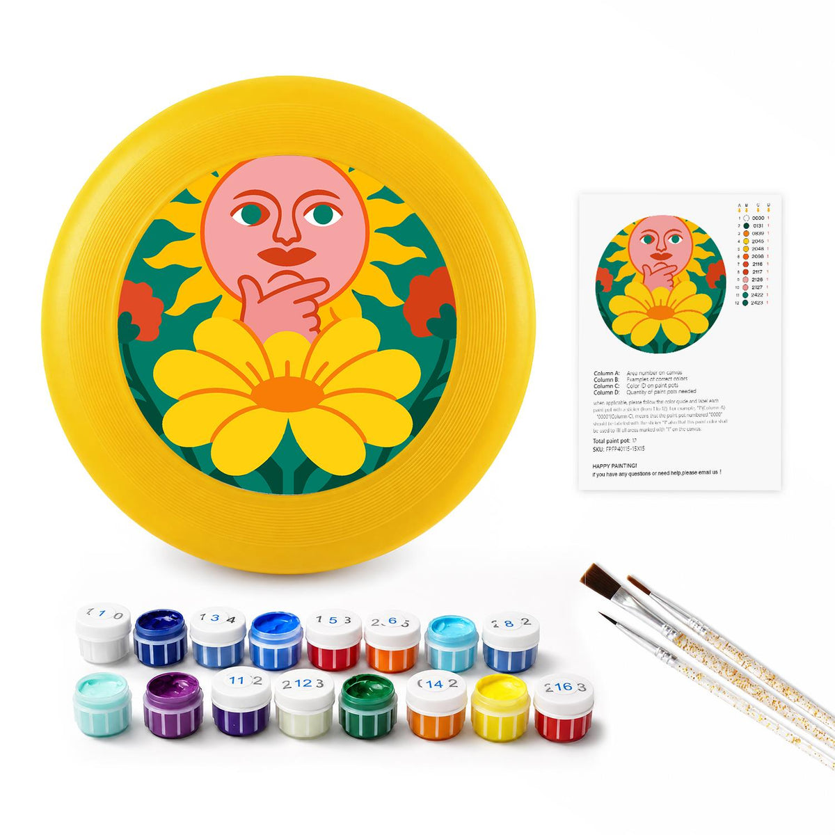 Orange Flower Face (Paint by Numbers Flying Disc)