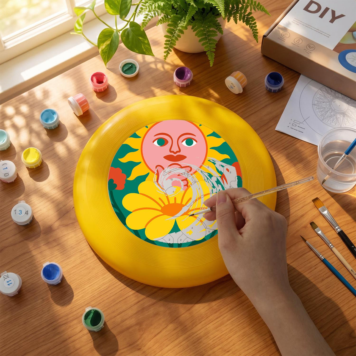 Orange Flower Face (Paint by Numbers Flying Disc)