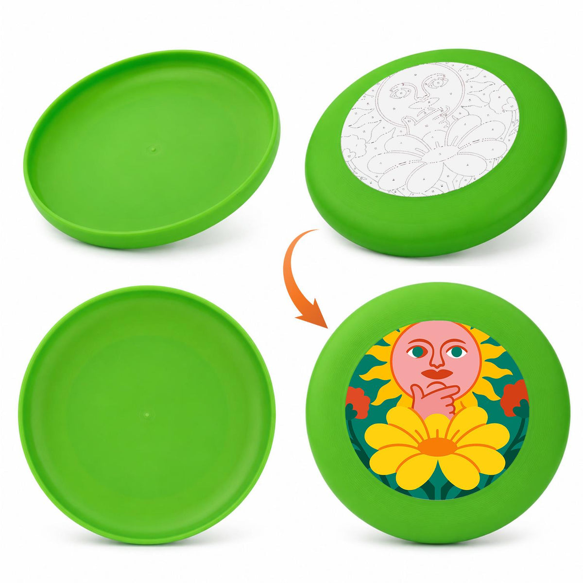 Orange Flower Face (Paint by Numbers Flying Disc)
