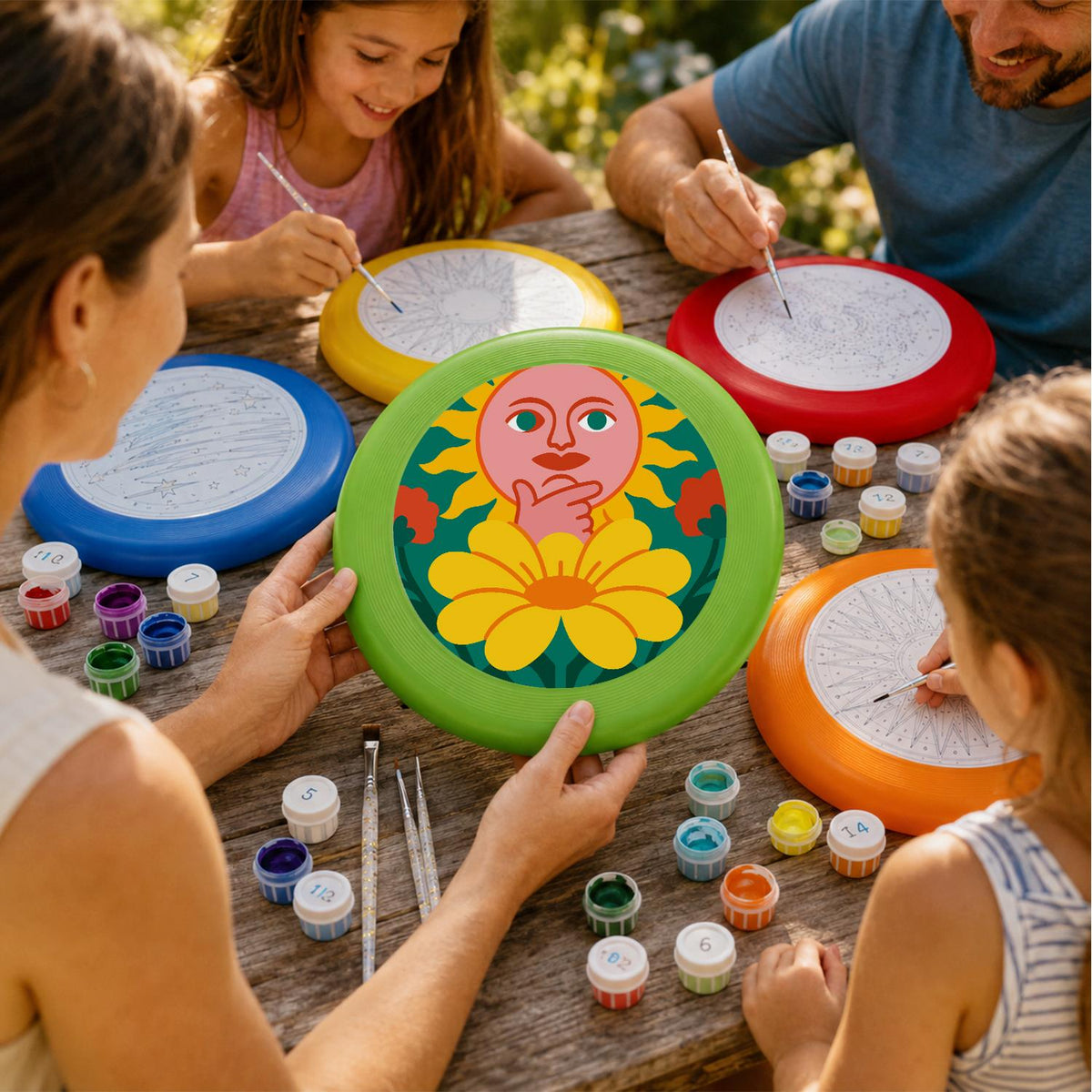 Orange Flower Face (Paint by Numbers Flying Disc)