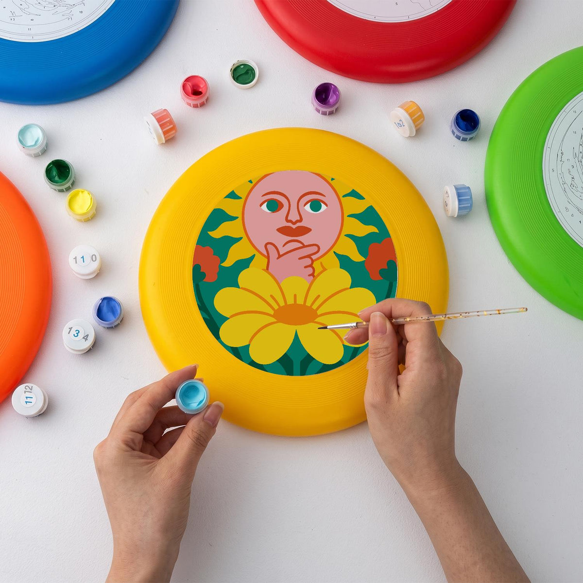 Orange Flower Face (Paint by Numbers Flying Disc)