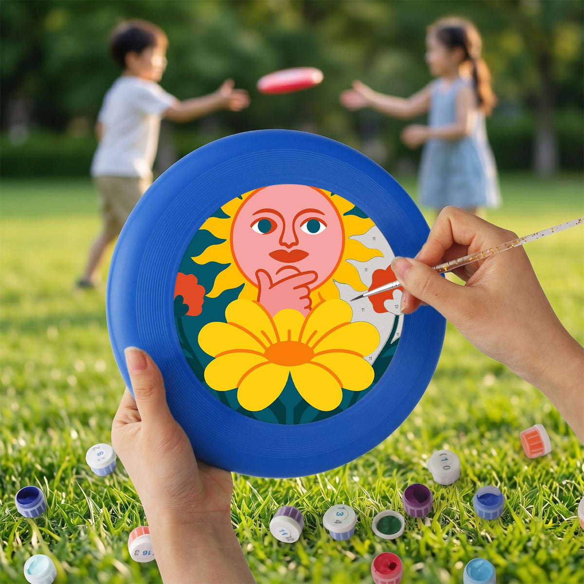 Orange Flower Face (Paint by Numbers Flying Disc)
