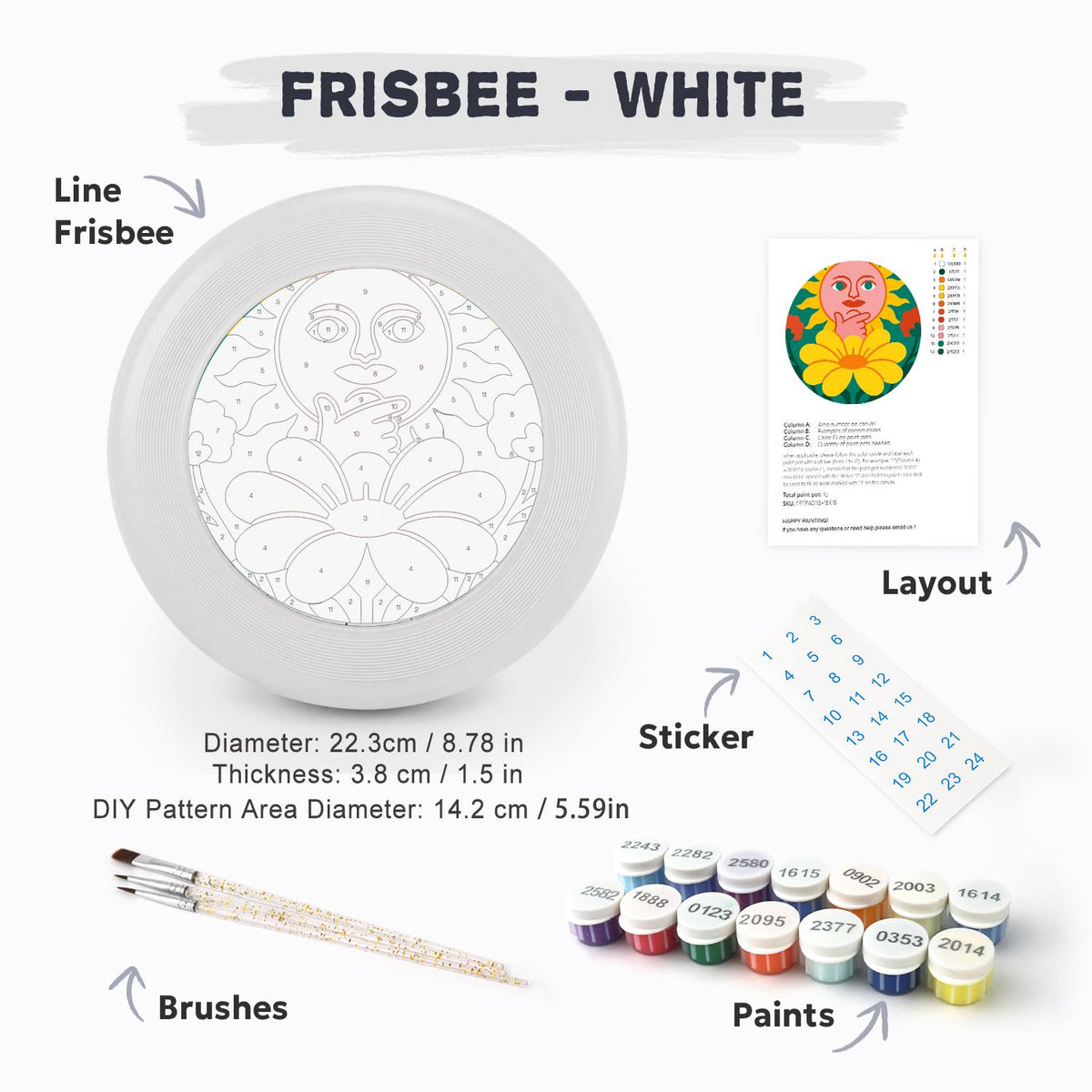 Orange Flower Face (Paint by Numbers Flying Disc)