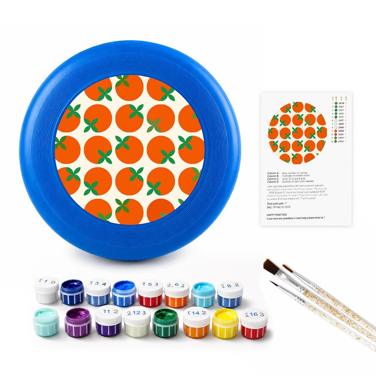 Orange Grove Pattern (Paint by Numbers Flying Disc)