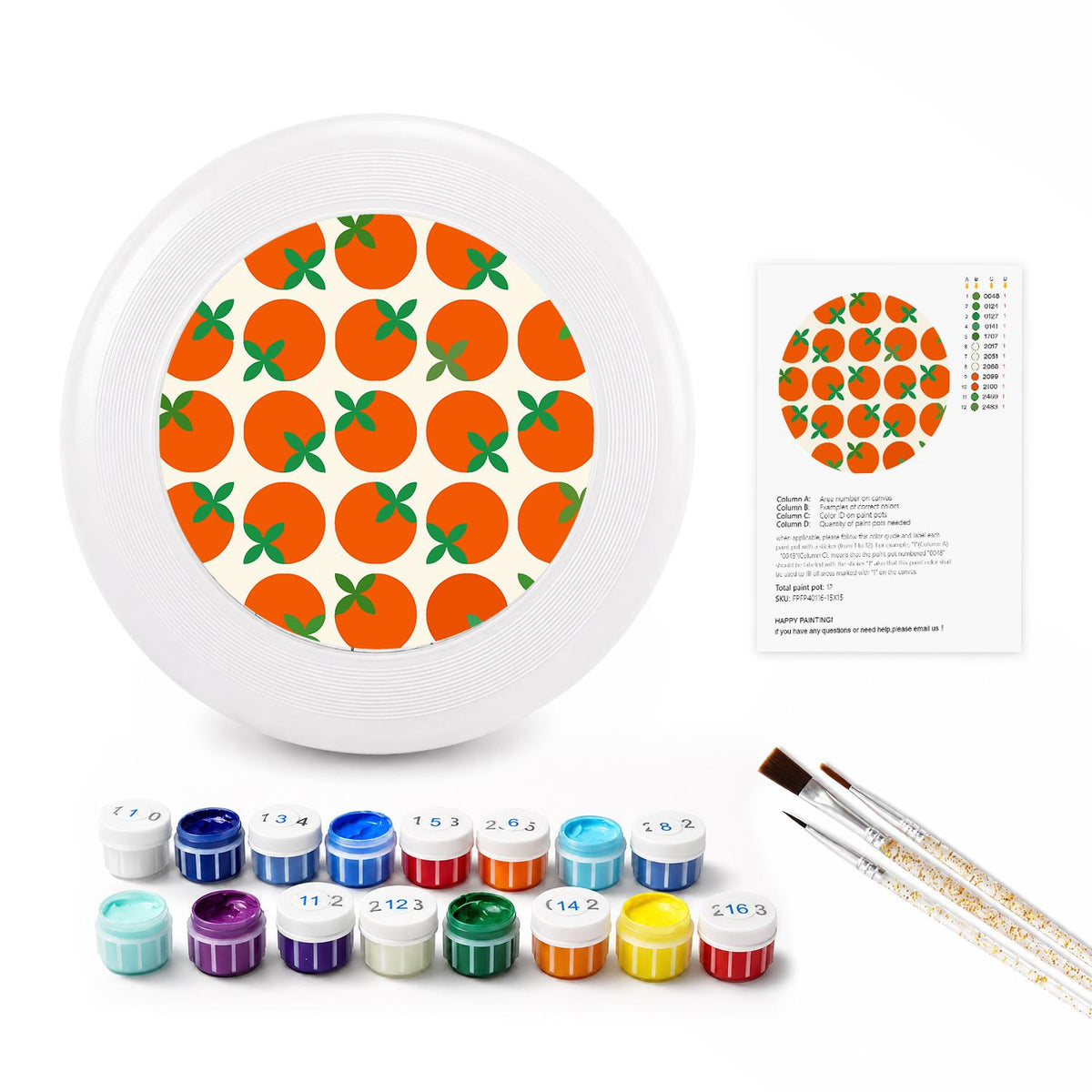 Orange Grove Pattern (Paint by Numbers Flying Disc)