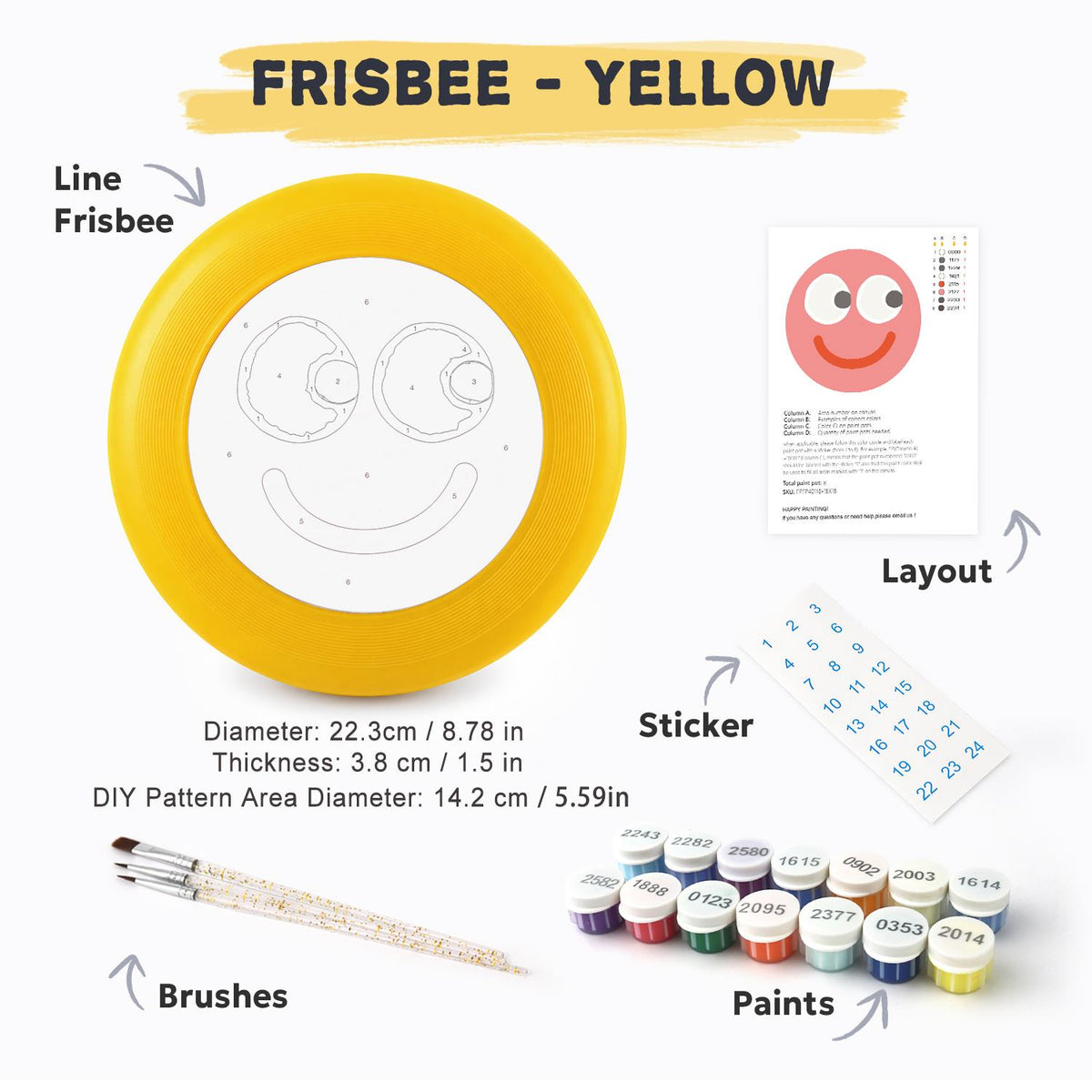 Pink Happy Face (Paint by Numbers Flying Disc)