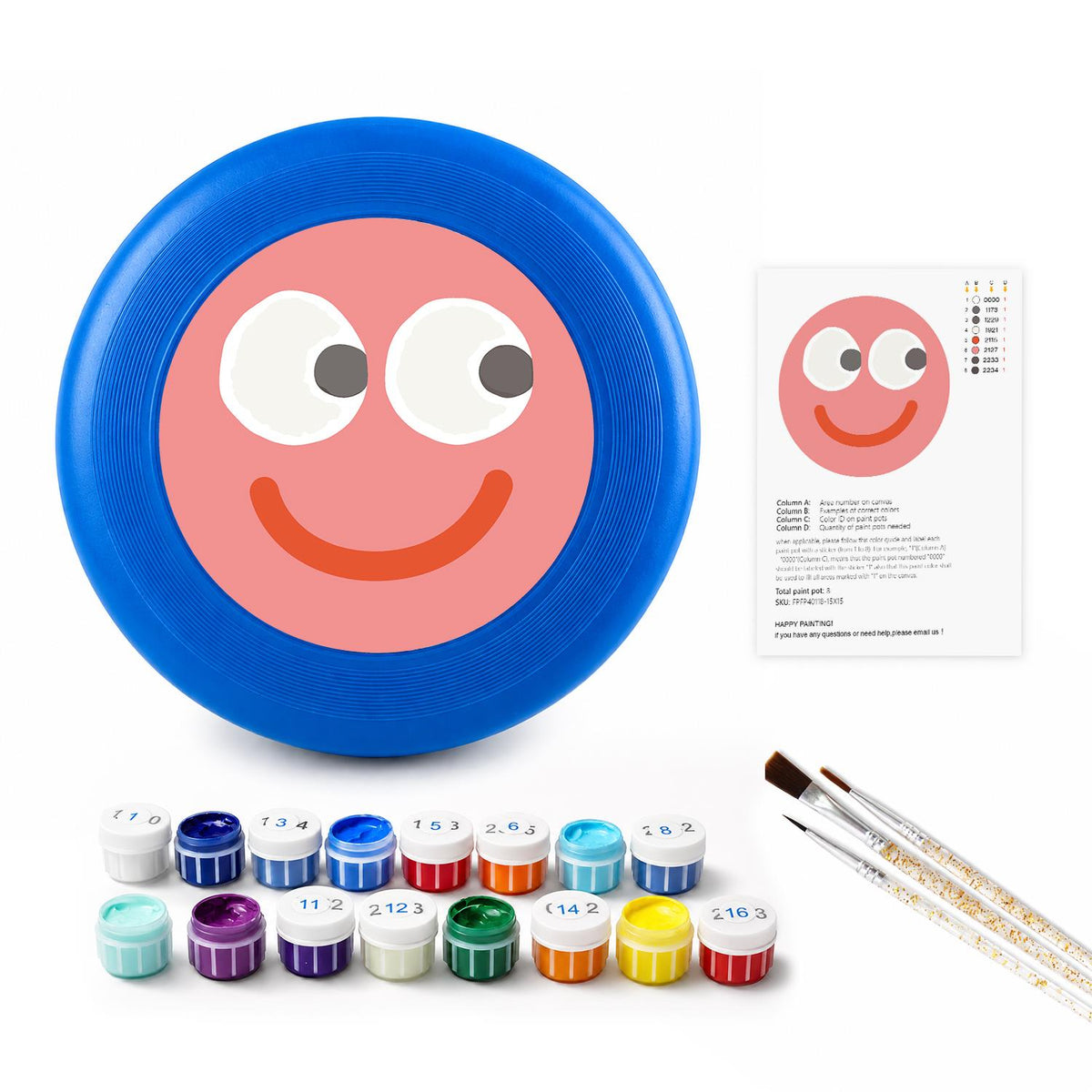 Pink Happy Face (Paint by Numbers Flying Disc)