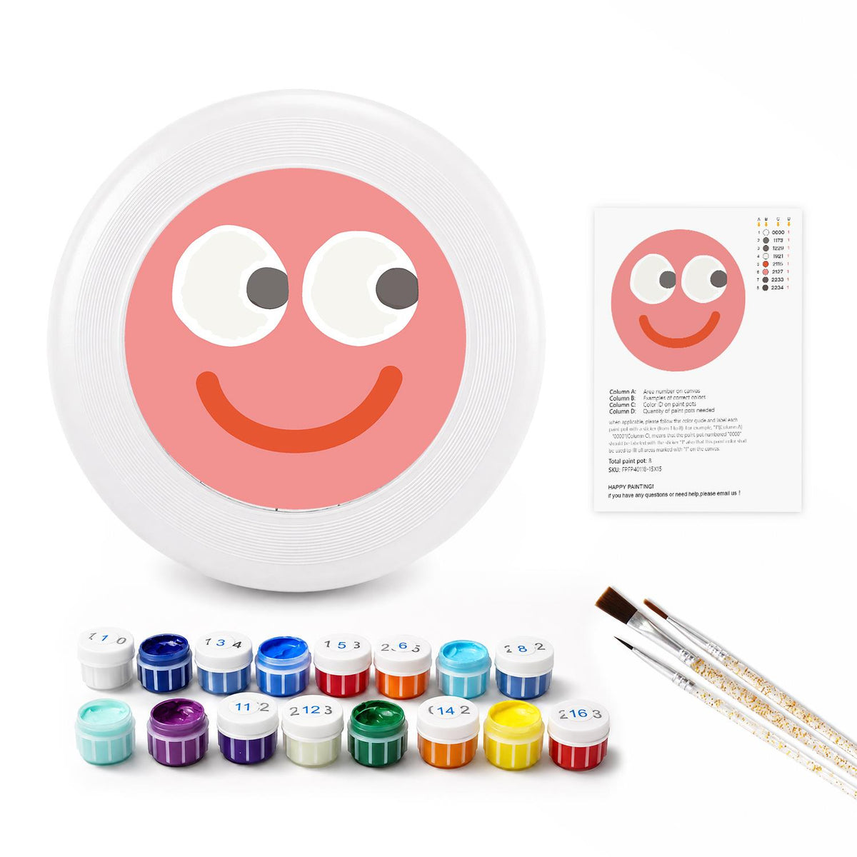 Pink Happy Face (Paint by Numbers Flying Disc)