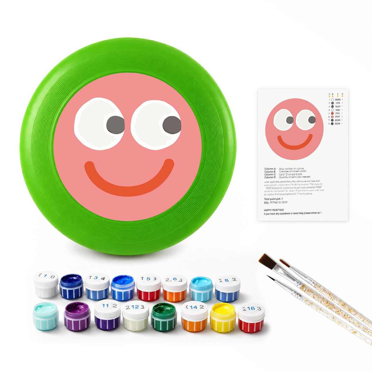 Pink Happy Face (Paint by Numbers Flying Disc)