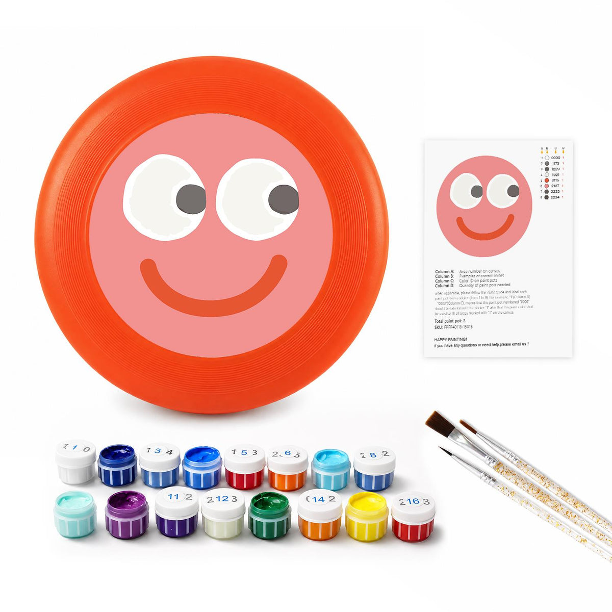 Pink Happy Face (Paint by Numbers Flying Disc)