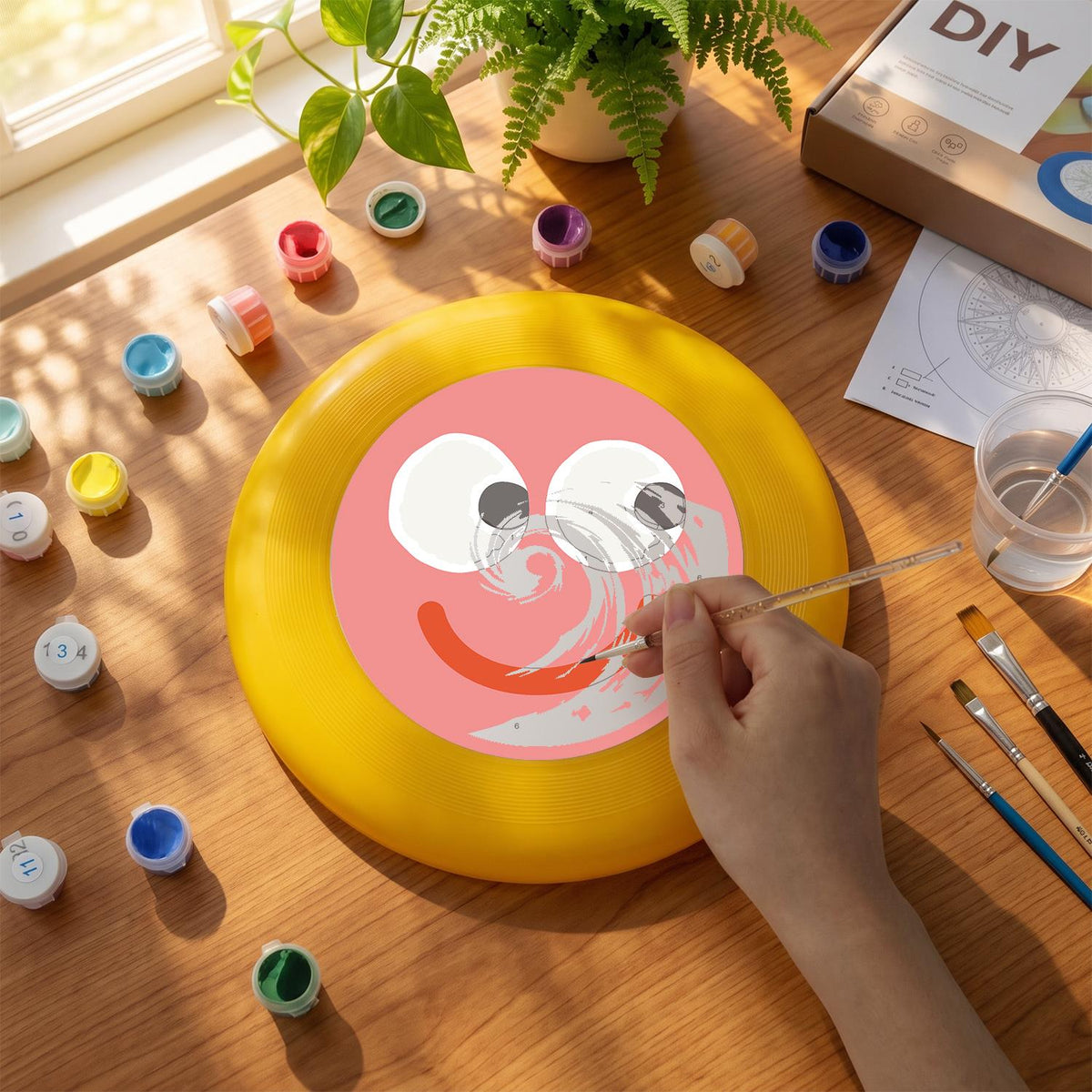 Pink Happy Face (Paint by Numbers Flying Disc)