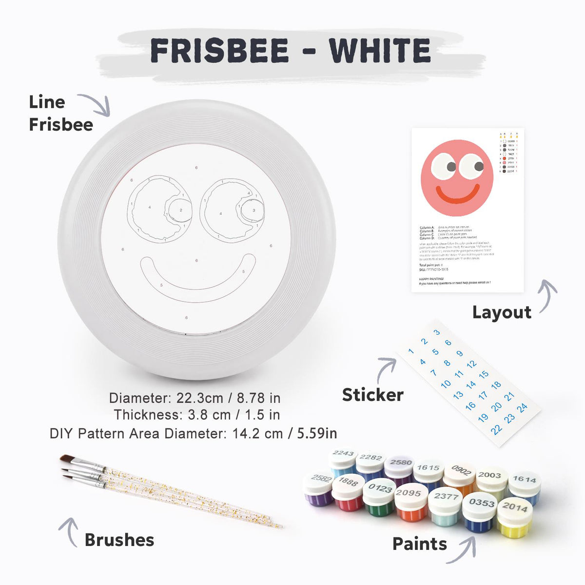 Pink Happy Face (Paint by Numbers Flying Disc)