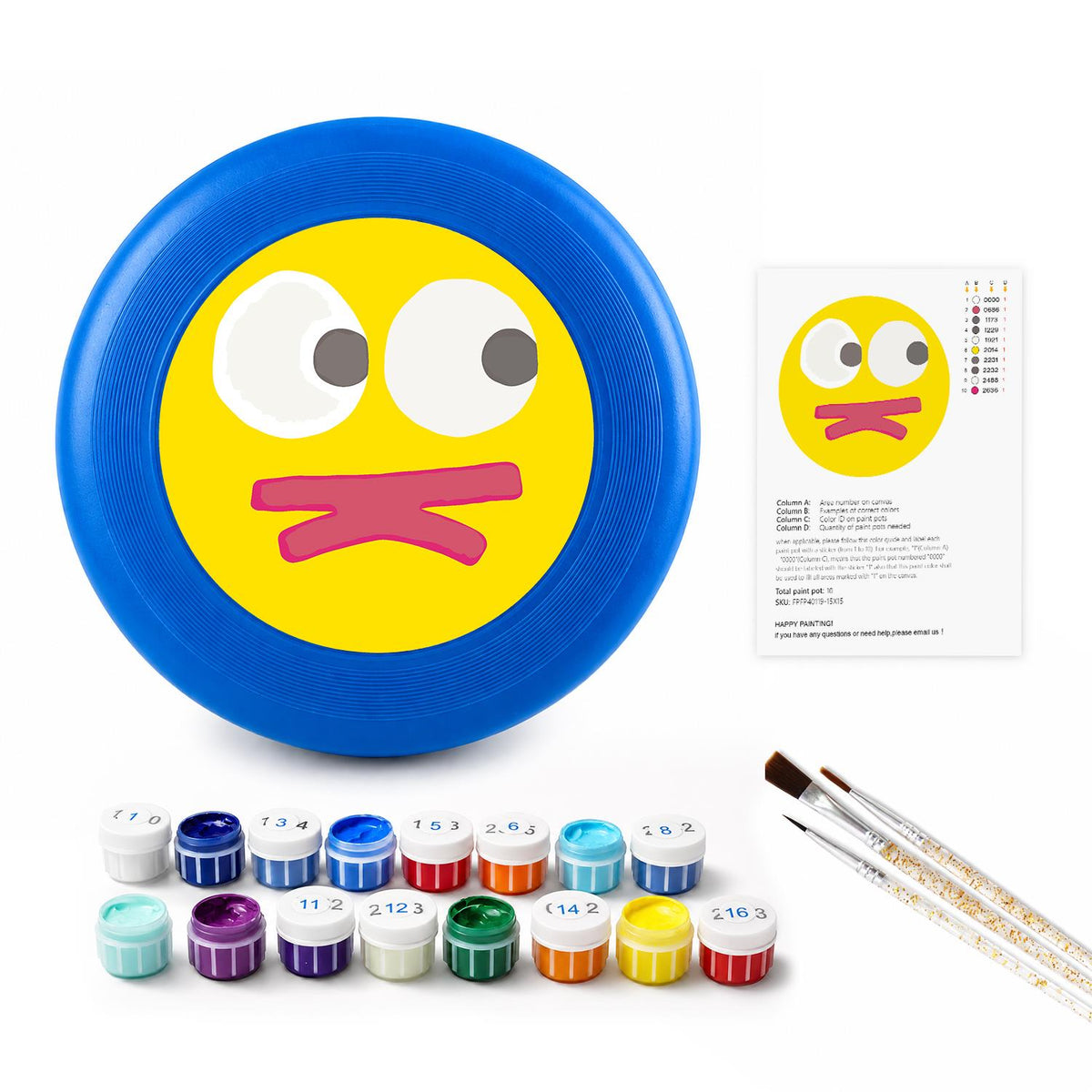 Yellow Silly Face (Paint by Numbers Flying Disc)