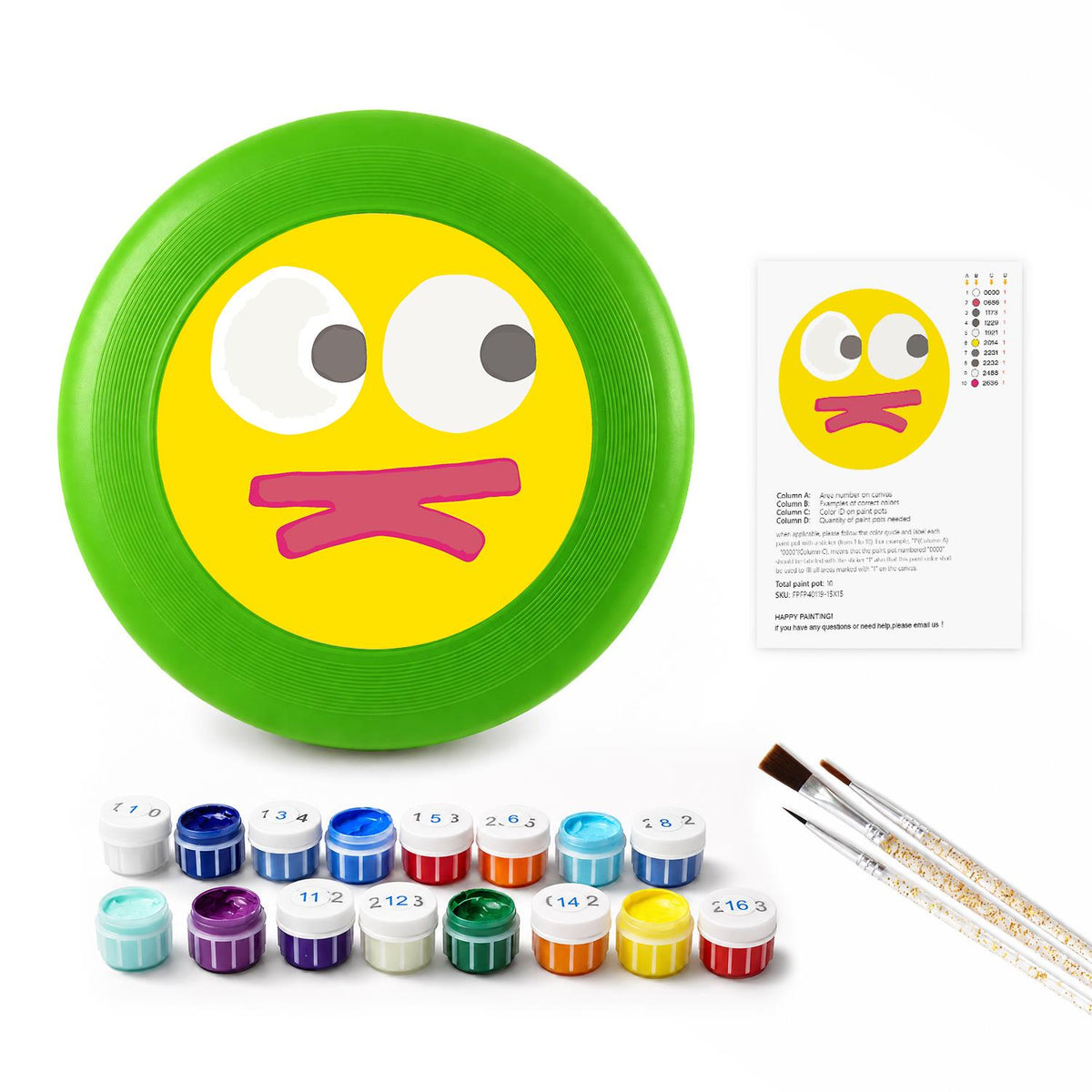 Yellow Silly Face (Paint by Numbers Flying Disc)