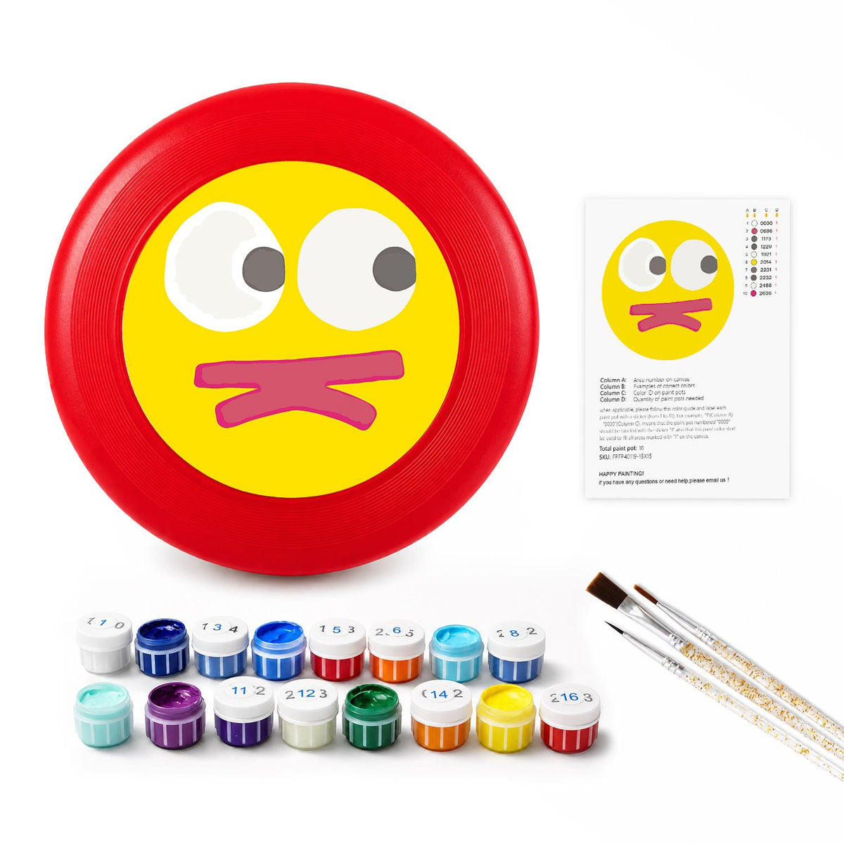 Yellow Silly Face (Paint by Numbers Flying Disc)