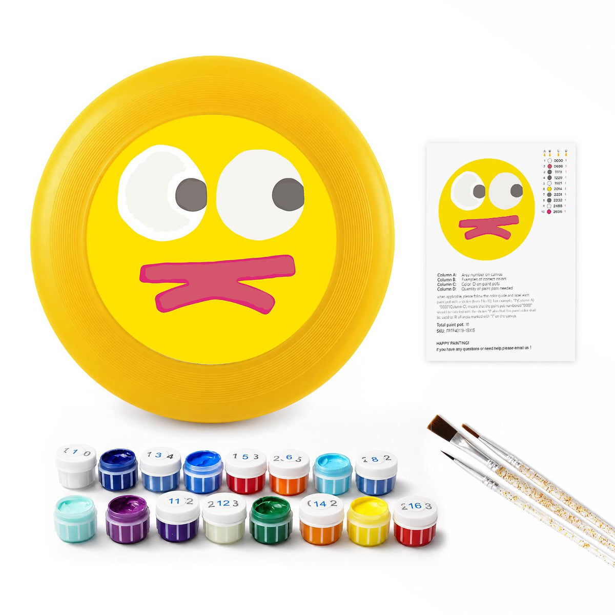 Yellow Silly Face (Paint by Numbers Flying Disc)