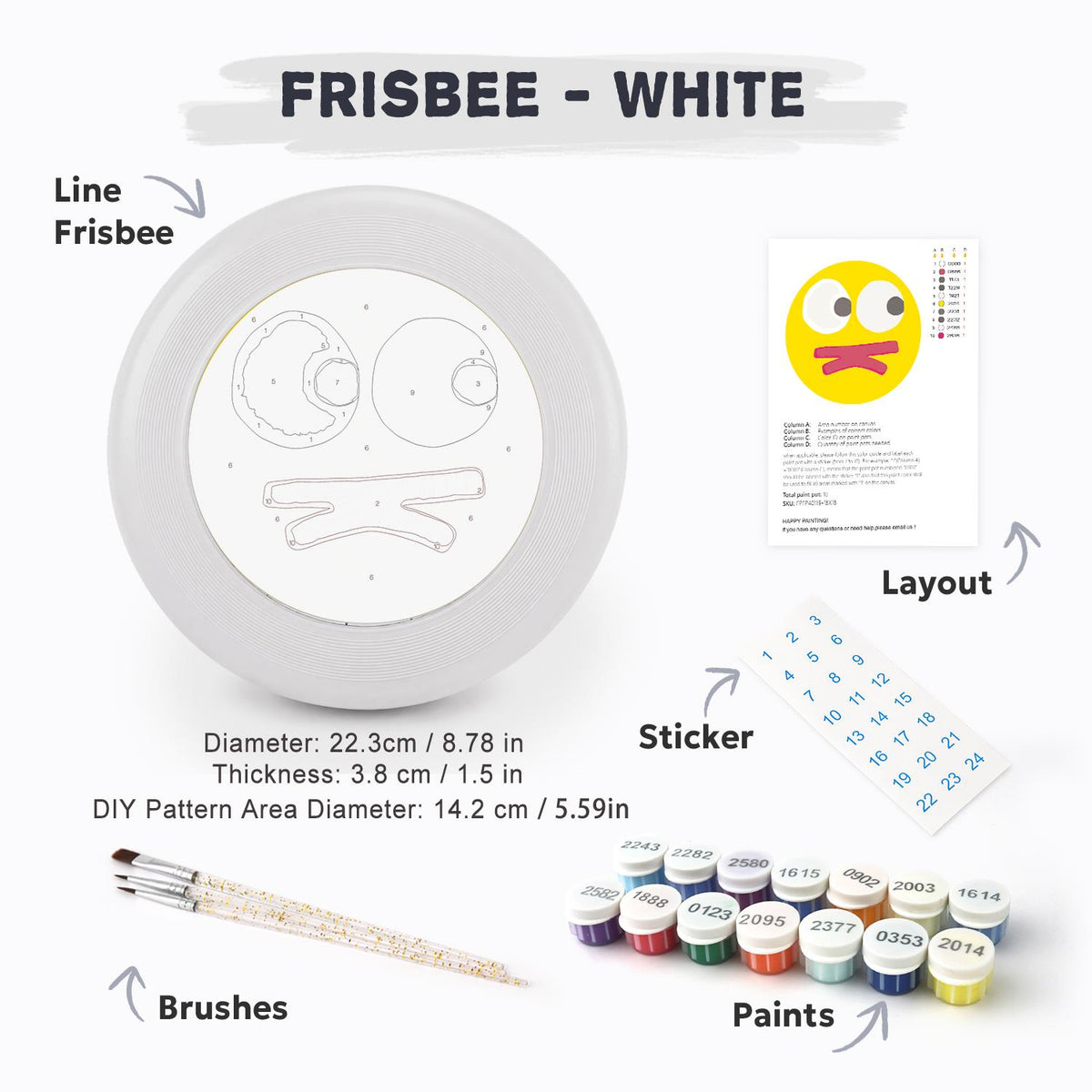 Yellow Silly Face (Paint by Numbers Flying Disc)
