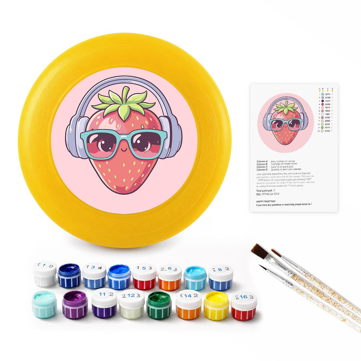 Strawberry in Headphones (Paint by Numbers Flying Disc)